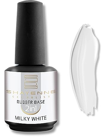 SHAYENNE Rubber Base Color 15ml - 2in1 Milky White - Made in Germany | Soak Off Gel UV/LED, Base Coat & Farbe, Gummibase für Nägel, Langanhaltender Lack, Made in Germany