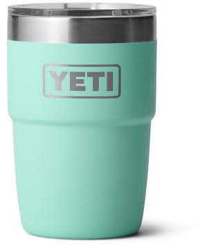 YETI Rambler 8 oz (236 ml) Stackable Cup with Durasip Ceramic Lining, Stainless Steel Vacuum Insulated Coffee Cup with Removable Magslider Lid, Seafoam
