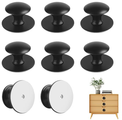 Lot de 8 boutons de tiroir autocollants - 30 mm - Ronds - En acier inoxydable - Pour tiroirs, armoire, armoires de cuisine