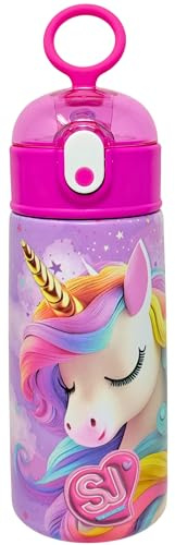 Clondo Borraccia termica da 460 ml con cannuccia per bambini, per i fan di Seven Sj, tema animali, acciaio inossidabile, senza BPA, borraccia, scuola e tempo libero