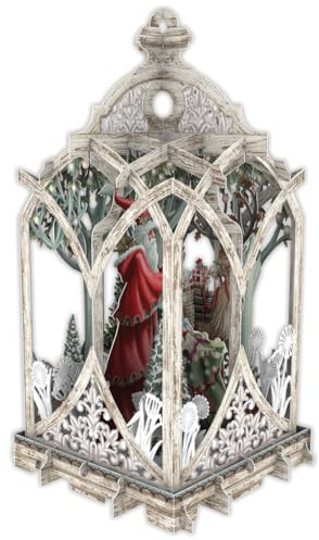 Paper D'Art Weihnachtskarte, weiße Laterne, 3D-Weihnachtskarte