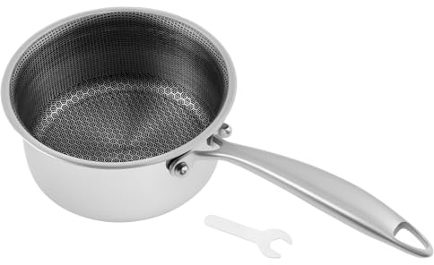 Casseruola antiaderente a nido d'ape, 18 cm, in acciaio inox con manico ergonomico, pentole antiaderenti per la cucina, per zuppa (argentata, senza copertura)