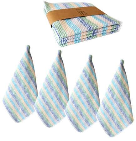 MALSSE 4Pack Cleaning Cloths For Kitchens Bathroom Cotton Absorbent Dish Towels Scratch Proof Multipurpose Cotton Dishcloths