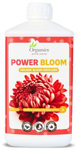 Organics Nutrients Power Bloom Flüssigdünger 1L – Organischer Blumendünger flüssig NPK 3-4-3 – Pflanzendünger für Blumen, Gemüse, Kräuter & Obst
