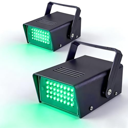 2 Packungen Mini Stroboskop Licht, 32 LED Disco Licht Partylicht Strobe Light, Stroboskope Grün Blitzlichter für DJ Halloween Karaoke Party in Kleinen Räumen Parties