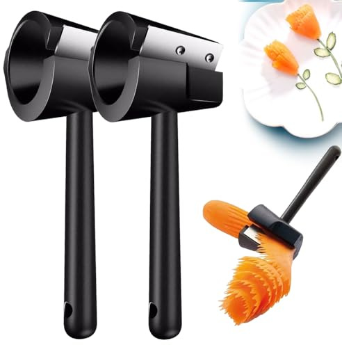 Vegetables Curler for Kitchen, Cucumber Carrot Spiralizer Peeler Spiral Cutter, Root Vegetable Carving Cutting Tools, Carrots Flower Sharpening Garnishing Tool for Vegetable Modeling, Dish Decor (2)