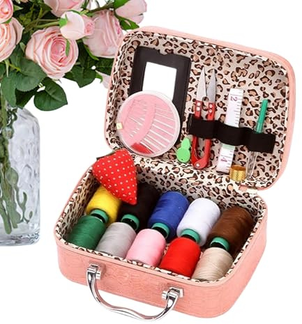 Kit De Costura Para Adultos | 22 Piezas Kit De Costura | Con Estuche De Cuero Tijeras Agujas - para Manualidades Tapicería Reparar Ropa Tejido
