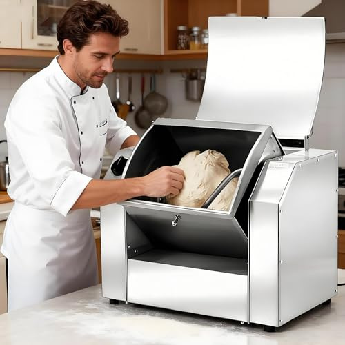 Drmoxin Mélangeur électrique Professionnel, Pétrin De Qualité Commerciale, 30 Kg/H, en Acier Inoxydable, Idéal pour La Préparation De Pâtes, Pizzas, Mayonnaise Et Bien Plus Encore 5kg
