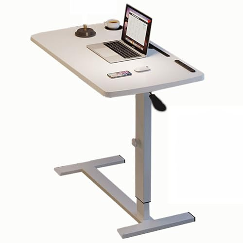 Tavolo pieghevole portatile in noce regolabile in altezza 40 x 80 cm, per casa, ufficio, studio e camera da letto, postazione di lavoro ideale per laptop su ruote