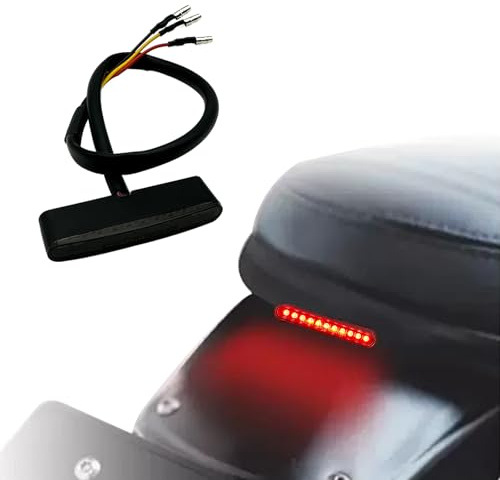 McGoing E57 E-geprüft Motorrad E-Bike LED Rücklicht Mini Universal Bremslicht DRL Positionslicht DC12V IP67 Wasserdicht (Schwarz)