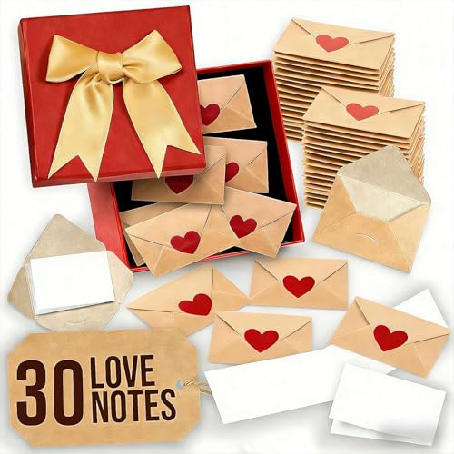 Grußkarten zum Selbermachen, 30 Blanko-Karten und Umschläge, Mini-Blanko-Karten und Umschläge für Sie und Ihn, kleine Valentinstagskarte, Liebesbriefe, Valentinstagsgeschenke für Ihn, sie, Ehefrau
