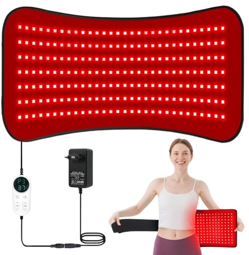 242LEDs Infrarot Gürtel, 60 x 30cm Rotlichtgürtel, 660nm & 850nm Rotlichtlampe Nahinfrarot Lampengürtel mit Timer Einstellung, 5 Lichtmodi, für Beine, Rücken, Taille, Schultern, Nacken