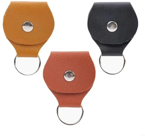 Nyckelring med plektrumhållare, Läder Guitar Pick Förvaringslåda 30 st Kompakt Snap Keychain Case