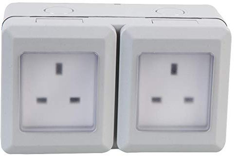 Pro Elec PEL00887 2-Gang Weatherproof mains Socket, IP55