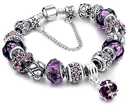 XOYOYZU Charms Bracelet for Women Murano Glass Beads Flower Charms Amethyst Bracelets 3