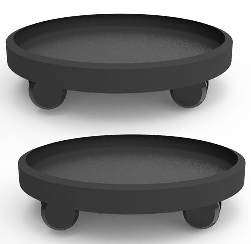 2 Pack of 11 Inch Heavy Duty Plant Caddy with Wheels,Rolling Plant Stand Pot Trolley,Wheeled Planter Saucer Tray,Potted Flower Mover Dolly with Casters Round Coaster for Indoor Outdoor