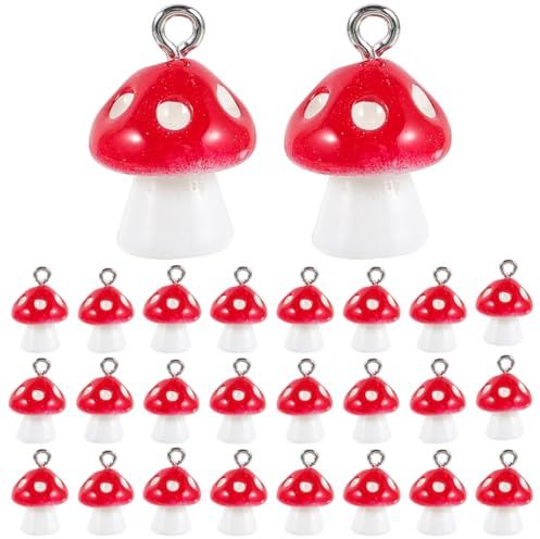Healifty 30 StüCk Pilz Charms AnhäNger, Diy Schmuckherstellung ZubehöR FüR Halsketten, ArmbäNder, Ohrringe, SchlüSselanhäNger, Dekorative Accessoires