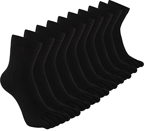 CaiDieNu Mens Toe Socks Cotton Athletic Running Five Finger Crew Socks