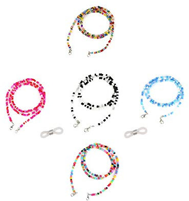 Gresunny 5pcs Brillenkette Damen Brillenband Bunt Perlen Brillen Cord Dekorative Sonnenbrille Kette Hals Lanyard Anti-Lost Brillen-Halteband Brillenketten Seil Sonnebrillen Band für Frauen Mädchen