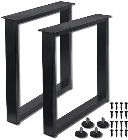 Lot de 2 Pieds de Table carrés en métal pour Table Basse 41 cm (H) x 45 cm (l), avec vis et protecteurs de Sol, pour la Maison, Le Bureau, la Salle à Manger