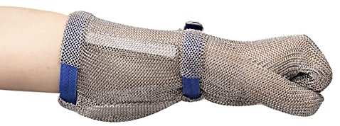 XTTY Cut Resistant Gloves Stainless Steel Lengthen Mesh Metal Glove, With Adjustable Wrist Strap, For Butcher Kitchen Mandoline Chef Slicing(M/A pack of one)