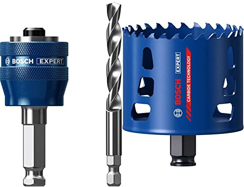 Bosch Professional 1x Adaptador Expert Power Change Plus Ø 7,15 mm + 1x Sierras de corona Expert Tough Material para Madera con metal Ø 76 mm, Accesorios Taladro de Impacto Rotativo