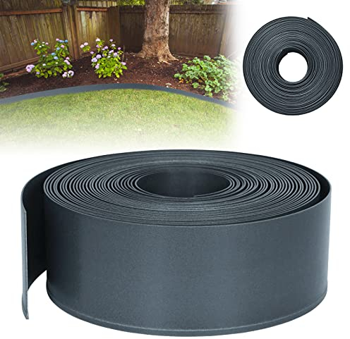 UISEBRT Rasenkante Kunstoff 20m - Lawn Edging Roll Plastic Beeteinfassung Gartenzaun Beetumrandung Rasenbegrenzung Lawn Border Garten Dekorativ, Anthrazit