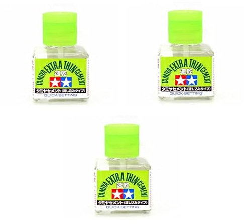 THREE PACK - Tamiya 87182 Extra Thin Liquid Cement Adhesive Quick Set (40ml)