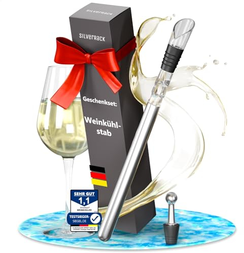 SilverRack Bacchetta refrigerante per bottiglie di vino [20 cm), asta refrigerante per vino con beccuccio e chiusura, adatto per tutte le bottiglie, accessorio perfetto per festival