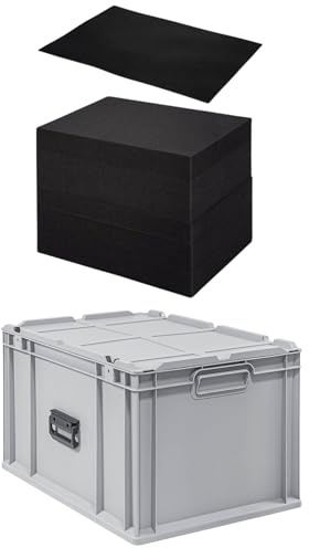 PROREGAL Eurobox NextGen Portable mit Rasterschaumstoff & Schaumstoffeinlage | HxBxT 33,5x40x60cm | 65 Liter | Eurobehälter, Transportbox, Transportbehälter, Stapelbehälter