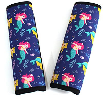 MHwan Gurtpolster Kinder, 2 Stück Meerjungfrauenschwestern Gurtpolster Auto, Atmungsaktiv und Hautfreundlich Gurtpolster Kindersitz, Verschleißfest und Langlebig für Alle Jahreszeiten Autogurt Polster