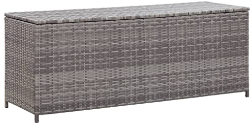 FIRBNUS Mülltonnenbox mit Gasdruckfeder 120x50x60 cm Garten Aufbewahrungsbox Auflagenbox Gartentruhe Outdoor Gartenbox Box mit Deckel Storage Boxes Poly Rattan Oberfläche Grau