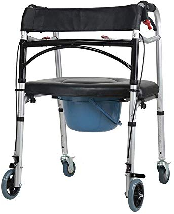 Gehhilfe, faltbarer Gehwagen, Dusch-Transportstuhl, Toilettenstuhl, Duschstuhl mit Rädern, rollender Duschstuhl mit gepolstertem Toilettensitz für Behinderte und Senioren It's so kind of you