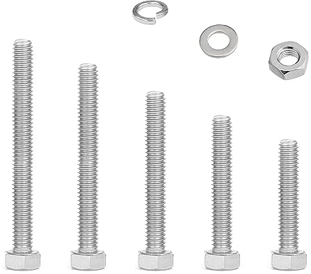 M5 Schrauben Muttern Set, Edelstahl Sechskantschrauben Sortiment Mit Unterlegscheiben, Metrische Gewindeschrauben, Längere Maschinenschrauben Für Auto,Fahrrad, Möbel(30/40/50/60/70mm)