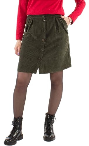 Coline - Jupe Courte Hiver Velours côtelé - Couleur : Kaki - Taille : L