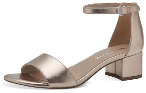 Tamaris Damen Sandalen mit Absatz Vegan Blockabsatz; ROSE GOLD/metallic; 38