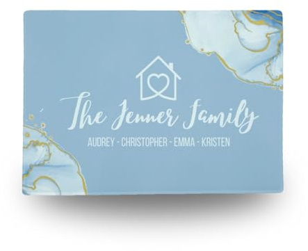 Personalised Premium Chopping Board Family Design - Toughened Glass with Edge-to-Edge Print - Chinchilla Finish (Medium)