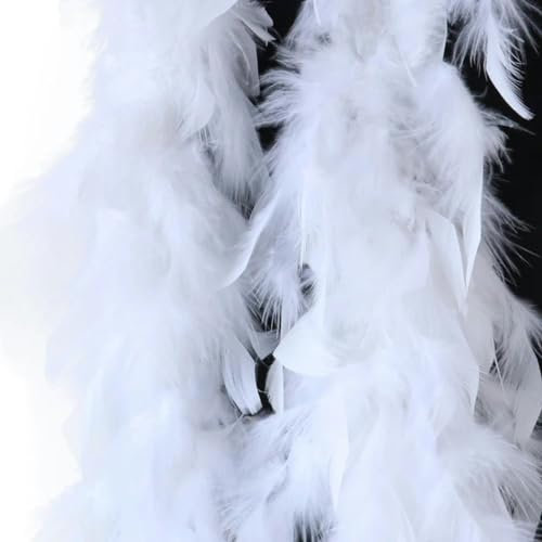 2 Yards flauschige schwarze Federboa 38–40 g zum Basteln, Hochzeit, Party, Weihnachten, Dekoration, Schal/Schal, natürliche Federn, weiß, 40 g