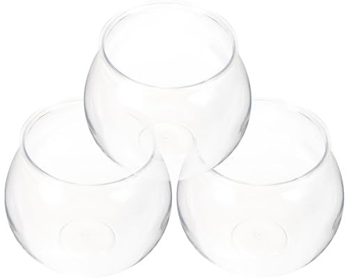 minkissy 3st Goldfischglas -Aquarium Blumenschale Runde Vase Panzerfisch Klarer Behälter Fischbehälter Mini-vase Kleines Plastik Sturzprävention Das Haustier Reisen Schildkrötenbecken
