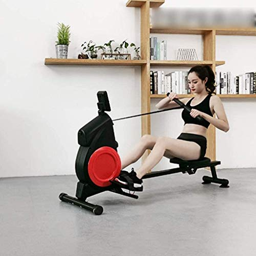 Rudergeräte, Rudergerät, magnetisch gesteuertes leises Rudergerät, Heim-Aerobic-Fitness-Ruder-Fitnessgeräte, für das Heim-Fitnessstudio (Schwarz + Rot 165 * 85 cm)