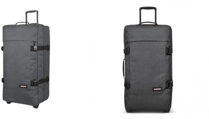 EASTPAK TRANVERZ L & M Koffer, 166 cm & 172 cm, 162 L & 168 L, Black Denim (Grau), Doppelabteile, Vordertasche mit Reißverschluss, 4 Spinner, Nylon und Polyester