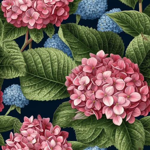 REDAMANCY Boho Pink Blue Hydrangea Lilac Flower Peel and Stick Wallpaper Vintage Wall Paper Stick on Contact Paper Easy Peel Off for nightstand Drawer Renter Friendly 17.7x236