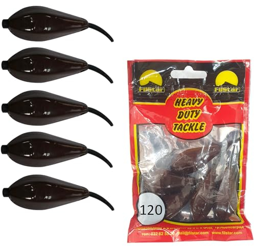 PRO FILSTAR Inline Grundblei Long Cast 5x120g - Blei Angeln - Angel Bleie Set - Grundangeln - Birnenblei Angeln - Blei Gewicht - Angelblei - Fishing Weights - Bleigewichte – Tropfenblei – Karpfenblei