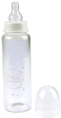 Bébé Douceur, Biberon Collo Stretto Vetro con Tettarella Flusso Variabile Silicone 240Ml Essen'Ciel