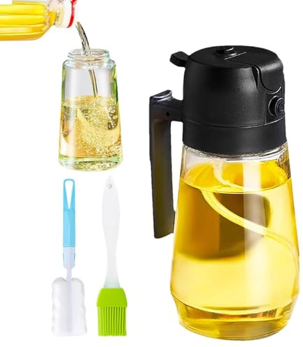 2 in 1 spruzzatore di olio - Spray olio da cucina 2 in 1 funzione - Vaporizzatore di olio d'oliva 470 ml - Bottiglia di olio d'oliva in impermeabile per insalate barbecue, gadget da cucina