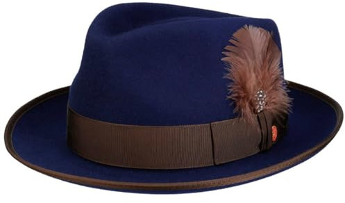 Mayser Jannes Player Wollhut Wollfilzhut Filzhut Damen/Herren - Made in The EU mit Ripsband Frühling-Sommer Herbst-Winter Frühjahr Sommer Herbst Winter - S (54-55 cm) dunkelblau