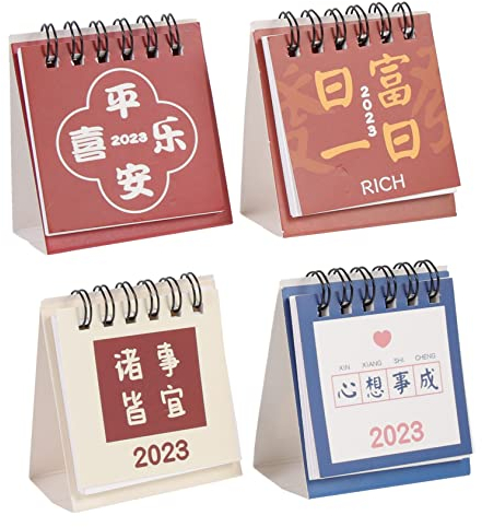VILLCASE 4stücke Mini Tischkalender Für Täglichen Gebrauch Kreative Und Inspirierende Desktop-standkalender Hochwertigem Für Zuhause Und Büro