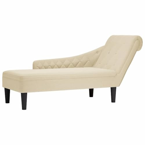 vidaXL Chaiselongue mit Kissen und Rechter Armlehne Creme Stoff