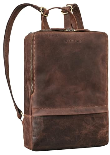 STILORD Verona Cuero para Mujeres y Hombres Mediana como Mochila de Ciudad y Mochila de Trabajo para Portátil de 13-13,3 Pulgadas Backpack de Día Piel Auténtica, Color: Veleta - Marrón