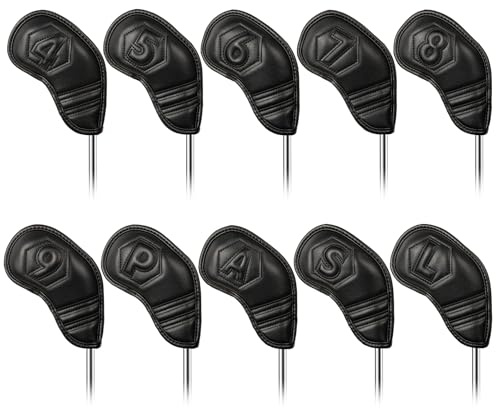 Golf Club Head Covers Irons/1FH/Driver/Fairway/Hybrid/Putter Black PU Leather